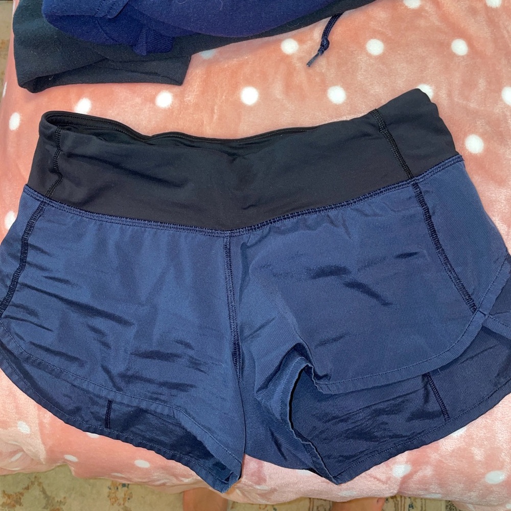 black and navy lululemon shorts